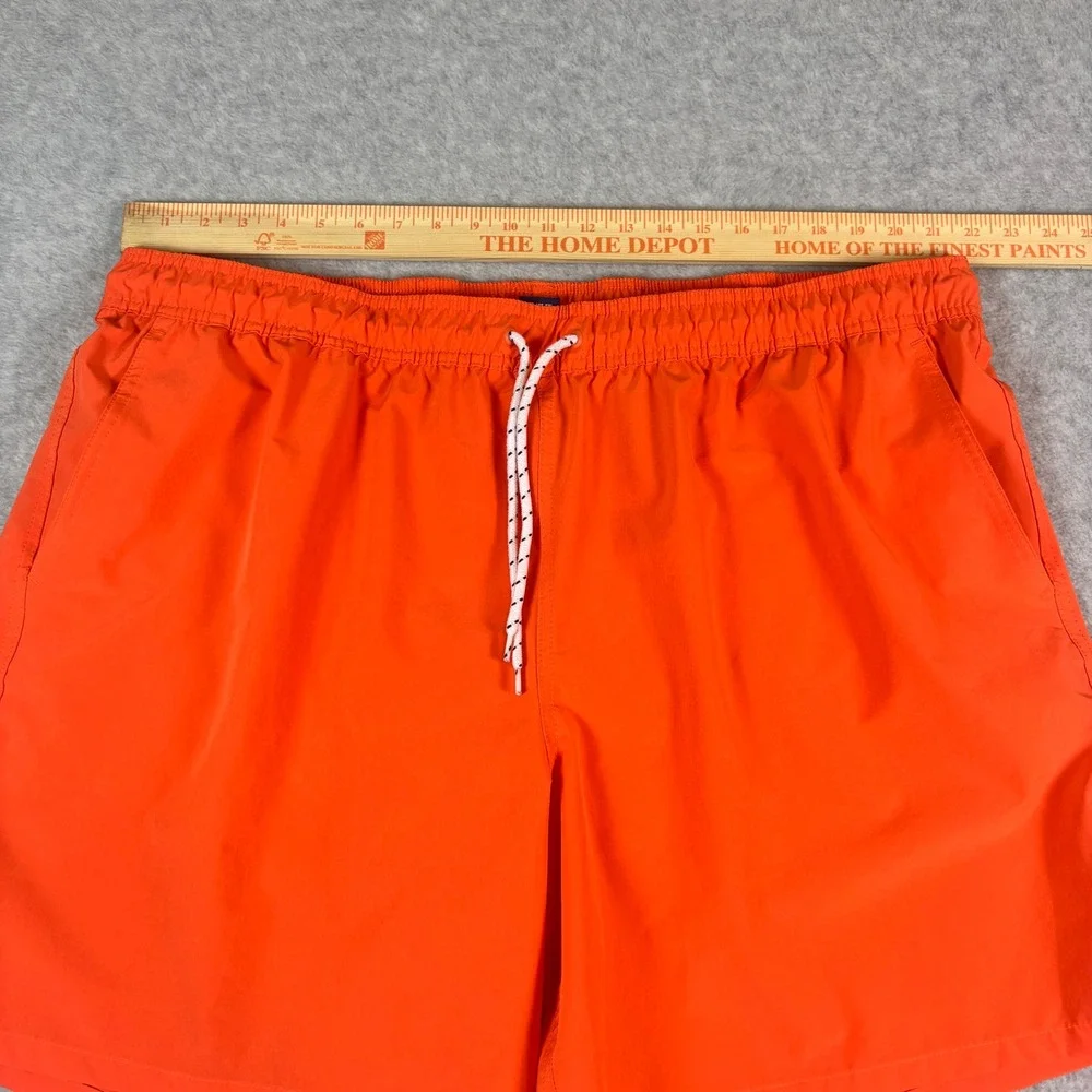 George Mens Swim Trunks XXXL Orange Elastic Waist Drawstring Mesh Lined Size 3XL